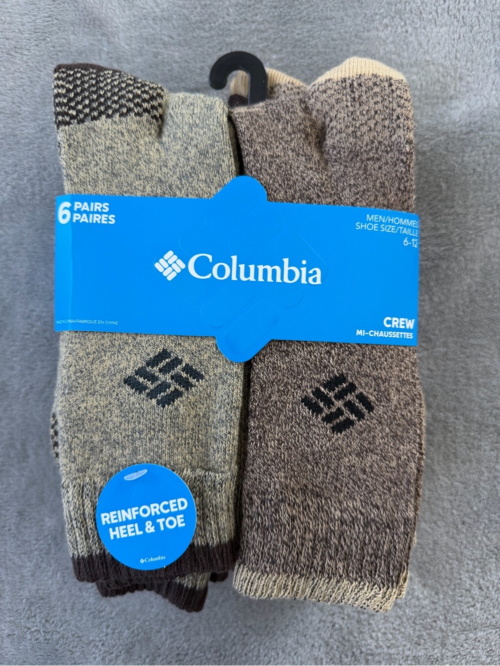 (6 Pairs) Columbia Crew Socks Pack in Olive Green and Brown